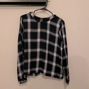 Tartan plaid blouse with button detail